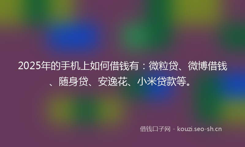 2025年的手机上如何借钱有：微粒贷、微博借钱、随身贷、安逸花、小米贷款等。