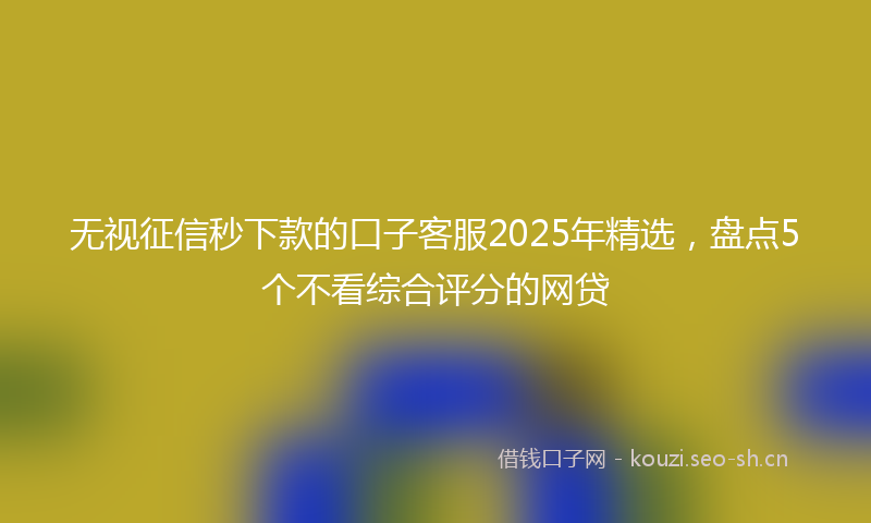 无视征信秒下款的口子客服2025年精选，盘点5个不看综合评分的网贷