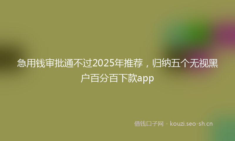 急用钱审批通不过2025年推荐,归纳五个无视黑户百分百下款app