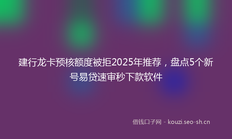 建行龙卡预核额度被拒2025年推荐，盘点5个新号易贷速审秒下款软件