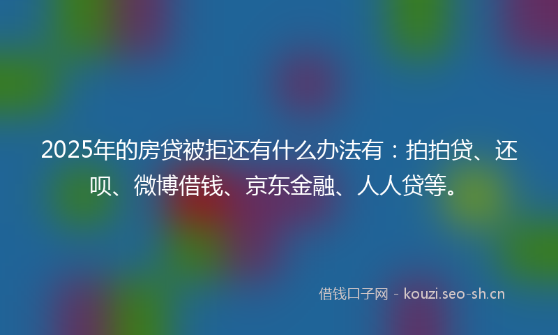 2025年的房贷被拒还有什么办法有：拍拍贷、还呗、微博借钱、京东金融、人人贷等。