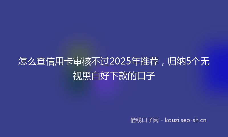 怎么查信用卡审核不过2025年推荐，归纳5个无视黑白好下款的口子