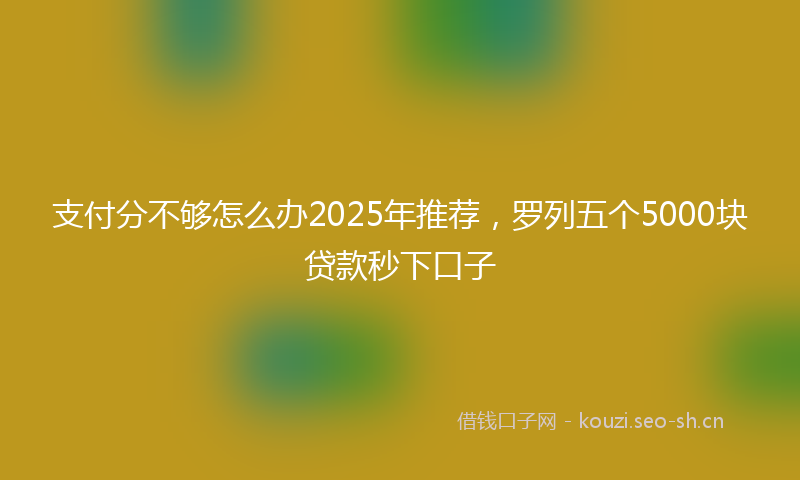 支付分不够怎么办2025年推荐，罗列五个5000块贷款秒下口子
