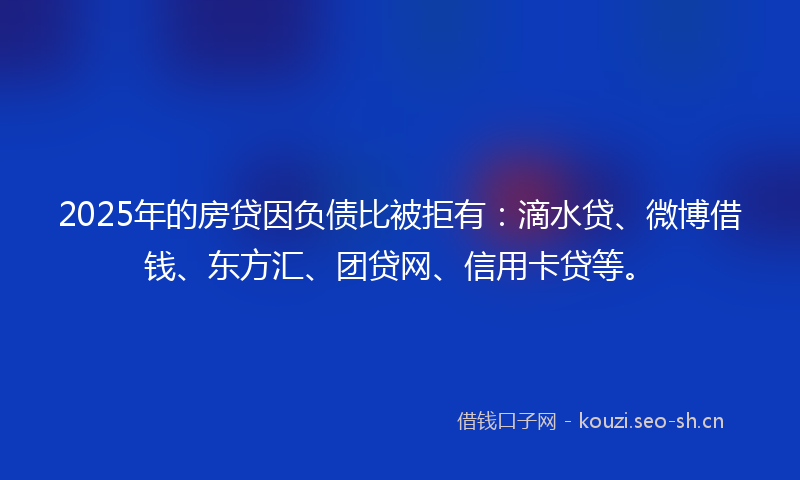 2025年的房贷因负债比被拒有：滴水贷、微博借钱、东方汇、团贷网、信用卡贷等。
