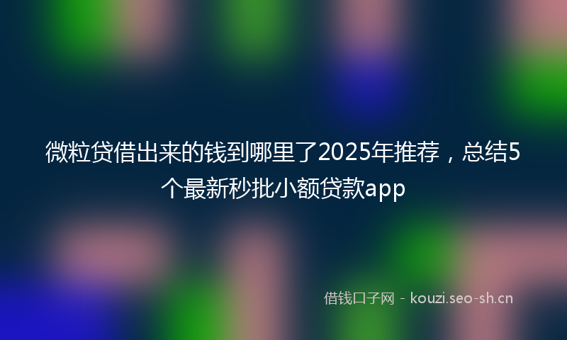 微粒贷借出来的钱到哪里了2025年推荐，总结5个最新秒批小额贷款app