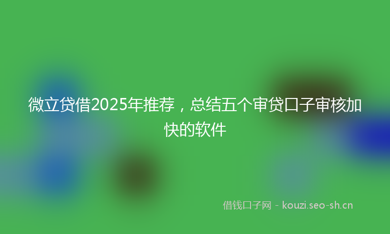 微立贷借2025年推荐，总结五个审贷口子审核加快的软件