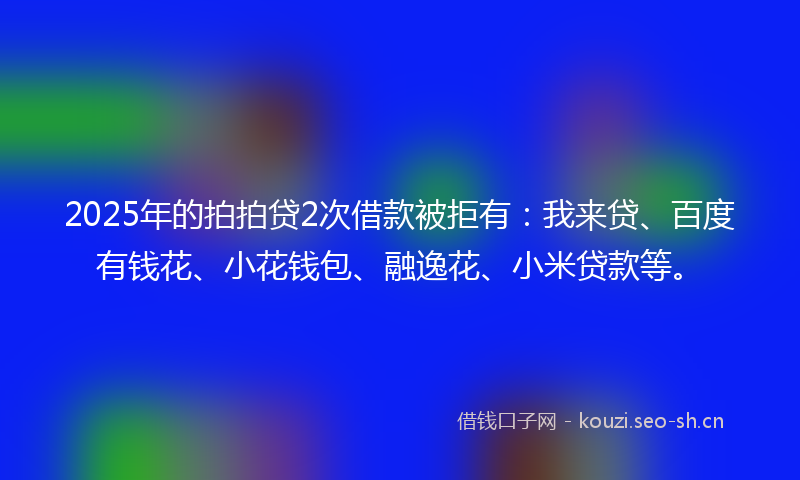 2025年的拍拍贷2次借款被拒有：我来贷、百度有钱花、小花钱包、融逸花、小米贷款等。