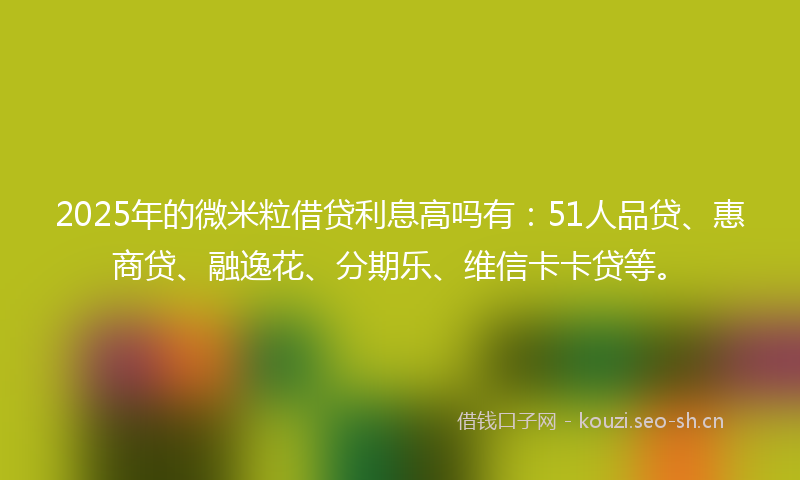 2025年的微米粒借贷利息高吗有:51人品贷、惠商贷、融逸花、分期乐、维信卡卡贷等。
