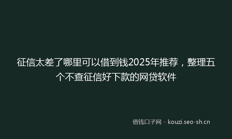 征信太差了哪里可以借到钱2025年推荐，整理五个不查征信好下款的网贷软件