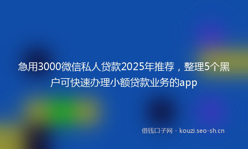 急用3000微信私人贷款2025年推荐，整理5个黑户可快速办理小额贷款业务的app