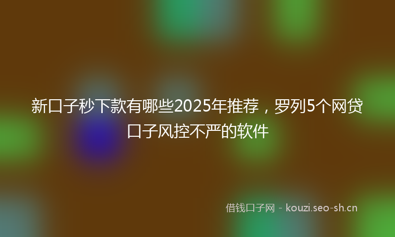 新口子秒下款有哪些2025年推荐，罗列5个网贷口子风控不严的软件