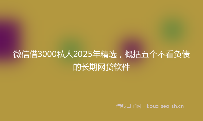 微信借3000私人2025年精选，概括五个不看负债的长期网贷软件
