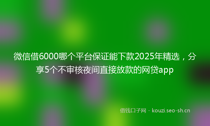 微信借6000哪个平台保证能下款2025年精选，分享5个不审核夜间直接放款的网贷app