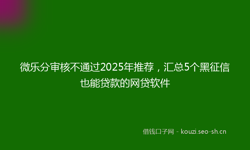微乐分审核不通过2025年推荐，汇总5个黑征信也能贷款的网贷软件