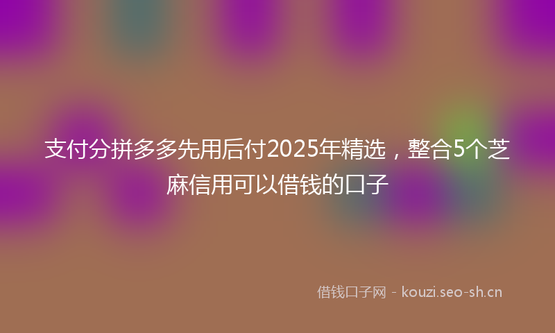 支付分拼多多先用后付2025年精选，整合5个芝麻信用可以借钱的口子