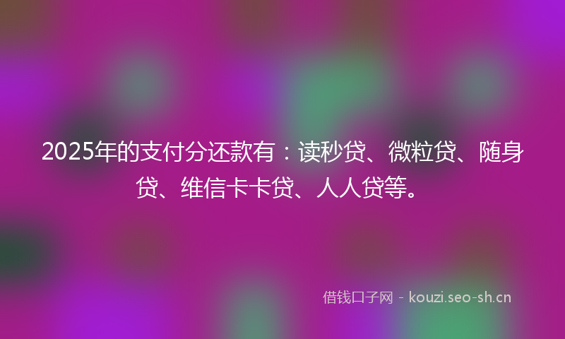 2025年的支付分还款有：读秒贷、微粒贷、随身贷、维信卡卡贷、人人贷等。