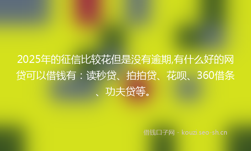 2025年的征信比较花但是没有逾期,有什么好的网贷可以借钱有：读秒贷、拍拍贷、花呗、360借条、功夫贷等。
