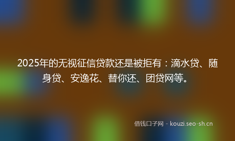 2025年的无视征信贷款还是被拒有：滴水贷、随身贷、安逸花、替你还、团贷网等。