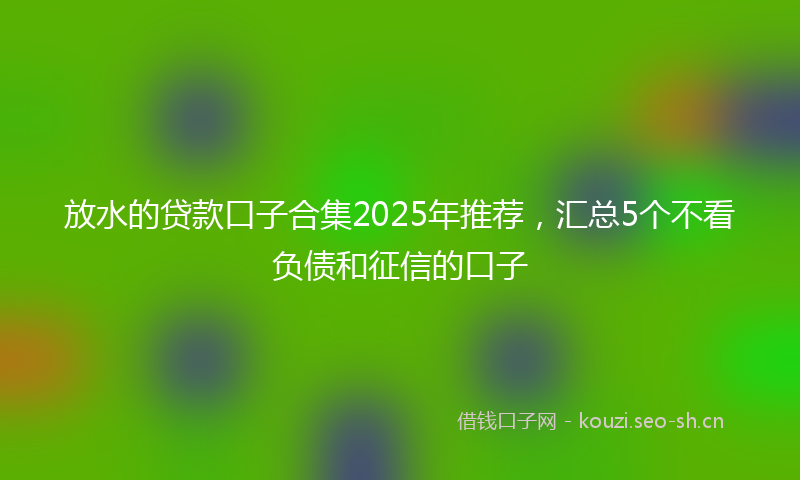 放水的贷款口子合集2025年推荐，汇总5个不看负债和征信的口子
