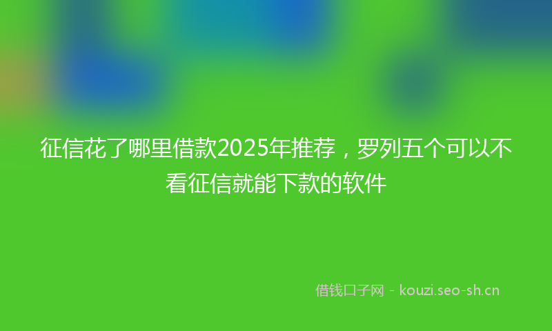 征信花了哪里借款2025年推荐，罗列五个可以不看征信就能下款的软件