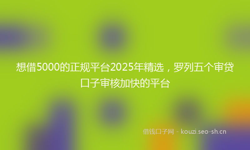 想借5000的正规平台2025年精选，罗列五个审贷口子审核加快的平台