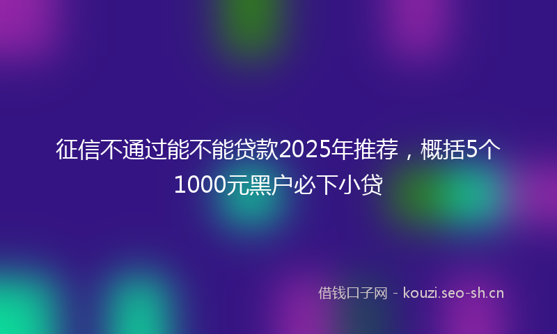 征信不通过能不能贷款2025年推荐，概括5个1000元黑户必下小贷