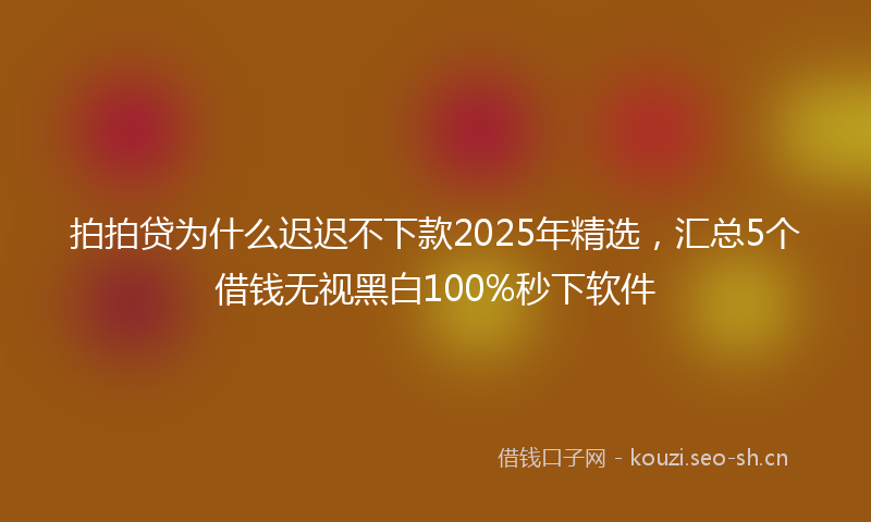 拍拍贷为什么迟迟不下款2025年精选，汇总5个借钱无视黑白100%秒下软件