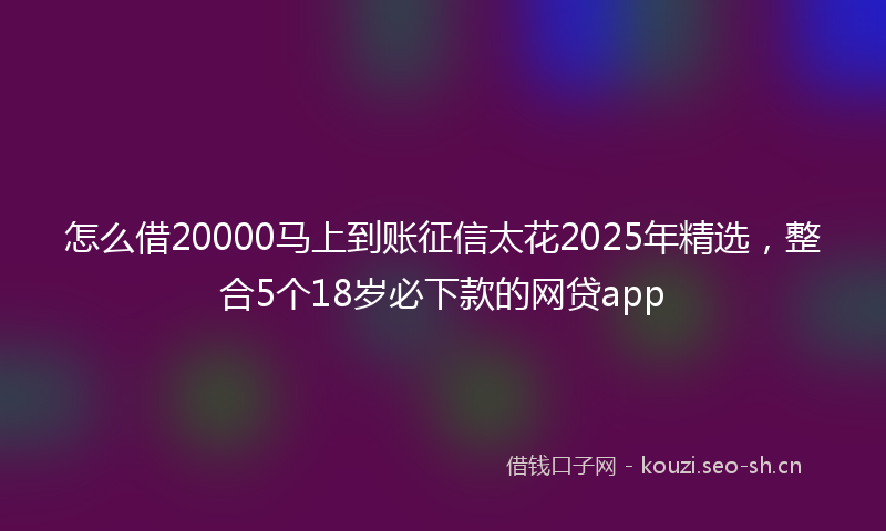 怎么借20000马上到账征信太花2025年精选，整合5个18岁必下款的网贷app