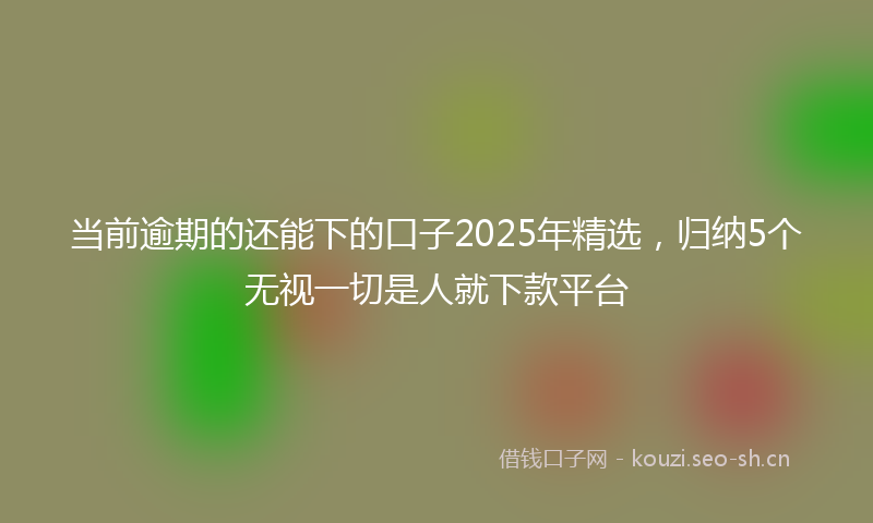 当前逾期的还能下的口子2025年精选，归纳5个无视一切是人就下款平台