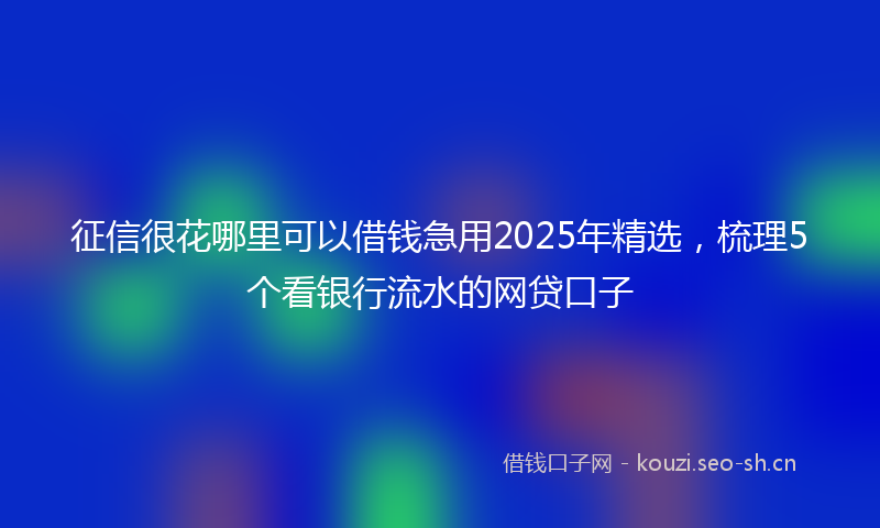 征信很花哪里可以借钱急用2025年精选，梳理5个看银行流水的网贷口子