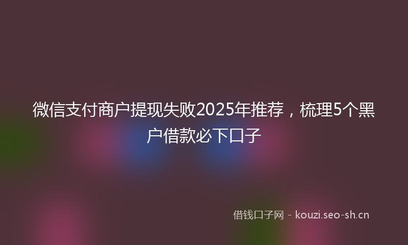 微信支付商户提现失败2025年推荐，梳理5个黑户借款必下口子