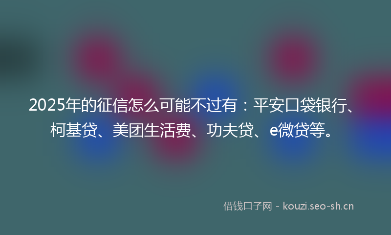 2025年的征信怎么可能不过有：平安口袋银行、柯基贷、美团生活费、功夫贷、e微贷等。