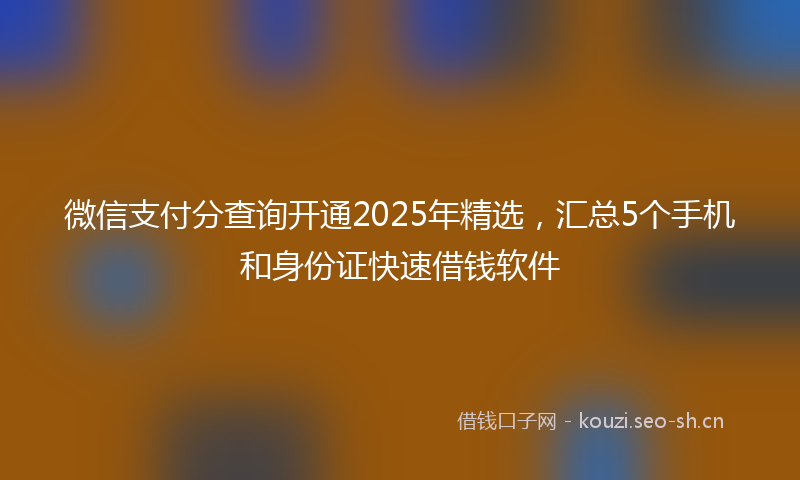 微信支付分查询开通2025年精选，汇总5个手机和身份证快速借钱软件