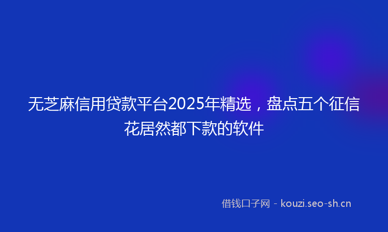 无芝麻信用贷款平台2025年精选，盘点五个征信花居然都下款的软件
