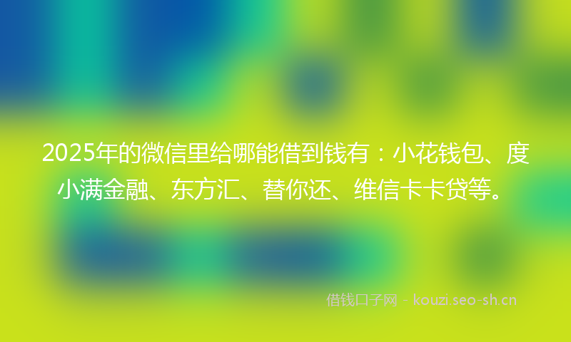 2025年的微信里给哪能借到钱有：小花钱包、度小满金融、东方汇、替你还、维信卡卡贷等。
