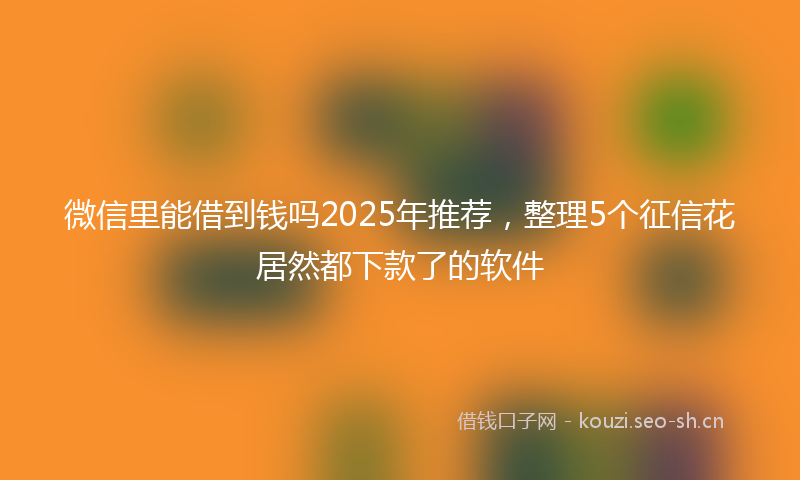 微信里能借到钱吗2025年推荐,整理5个征信花居然都下款了的软件
