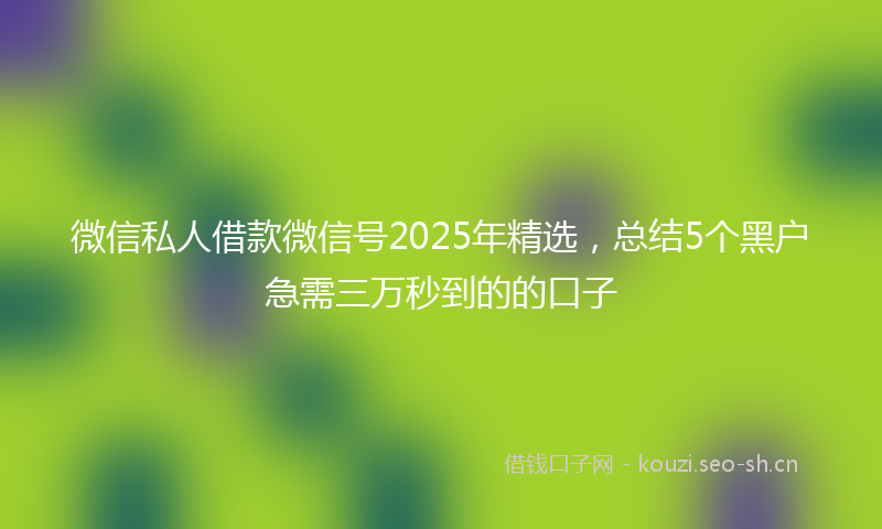 微信私人借款微信号2025年精选，总结5个黑户急需三万秒到的的口子