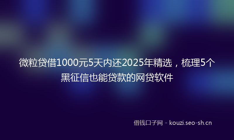 微粒贷借1000元5天内还2025年精选,梳理5个黑征信也能贷款的网贷软件