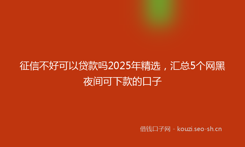 征信不好可以贷款吗2025年精选，汇总5个网黑夜间可下款的口子