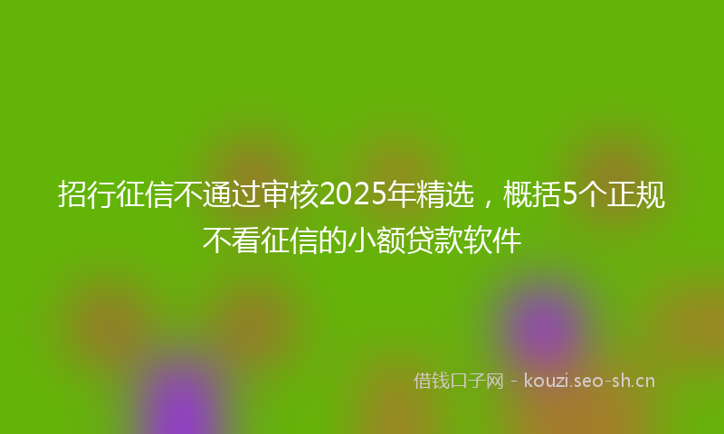 招行征信不通过审核2025年精选，概括5个正规不看征信的小额贷款软件
