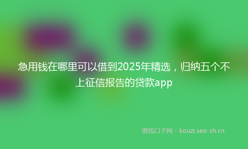 急用钱在哪里可以借到2025年精选，归纳五个不上征信报告的贷款app