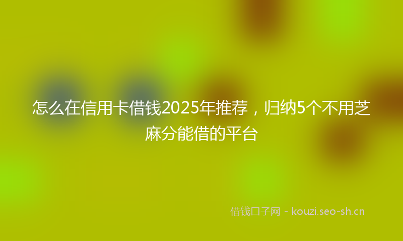 怎么在信用卡借钱2025年推荐，归纳5个不用芝麻分能借的平台