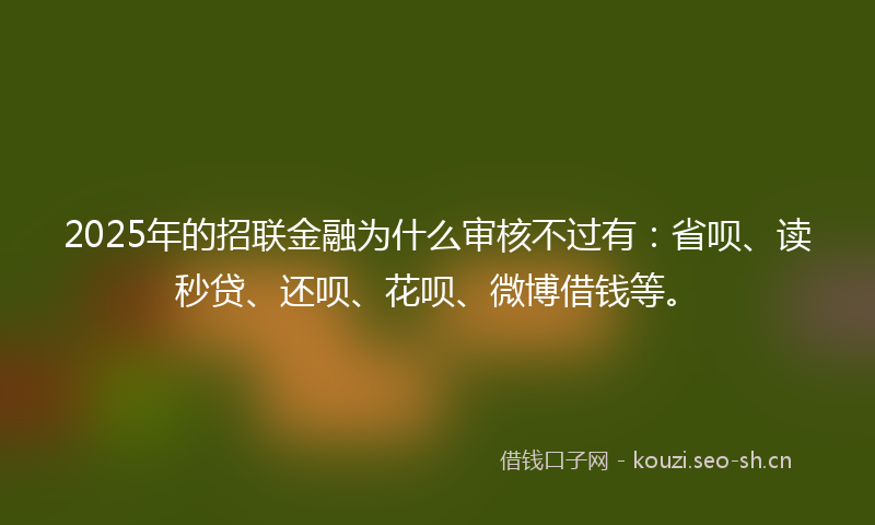 2025年的招联金融为什么审核不过有：省呗、读秒贷、还呗、花呗、微博借钱等。