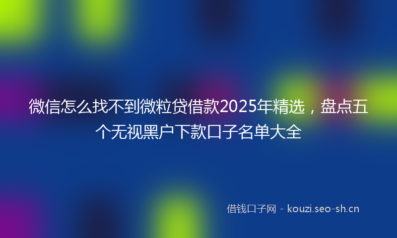 微信怎么找不到微粒贷借款2025年精选，盘点五个无视黑户下款口子名单大全
