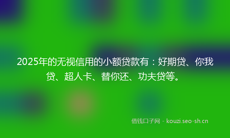 2025年的无视信用的小额贷款有：好期贷、你我贷、超人卡、替你还、功夫贷等。