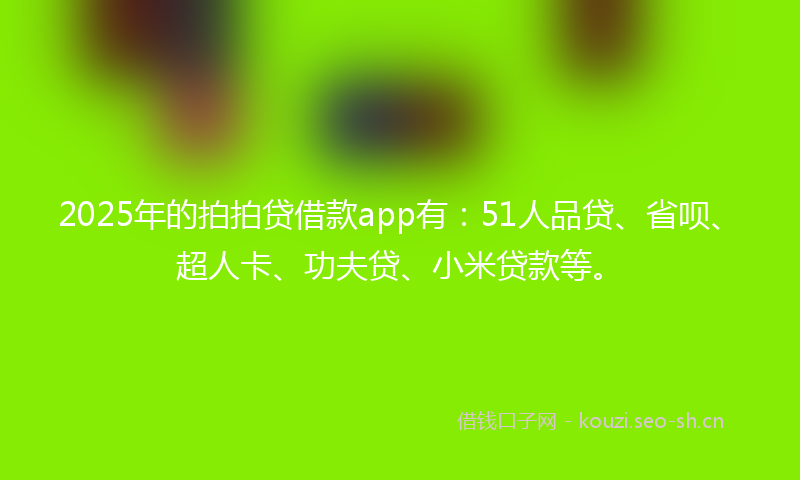 2025年的拍拍贷借款app有：51人品贷、省呗、超人卡、功夫贷、小米贷款等。