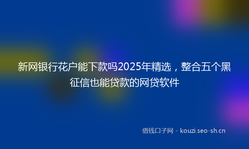 新网银行花户能下款吗2025年精选，整合五个黑征信也能贷款的网贷软件