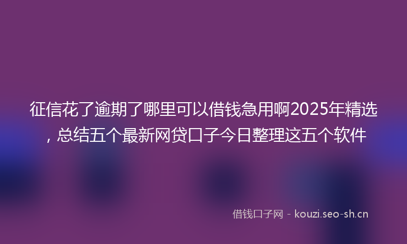 征信花了逾期了哪里可以借钱急用啊2025年精选，总结五个最新网贷口子今日整理这五个软件