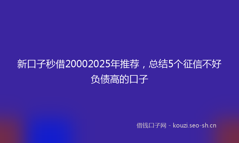 新口子秒借20002025年推荐,总结5个征信不好负债高的口子