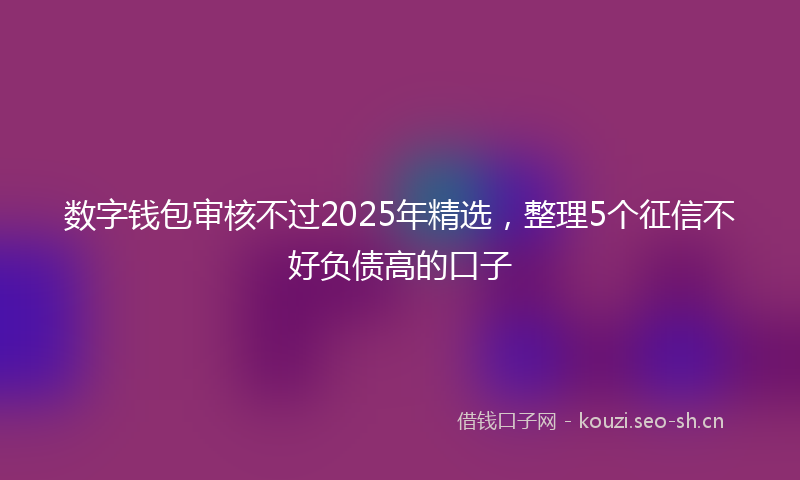 数字钱包审核不过2025年精选，整理5个征信不好负债高的口子